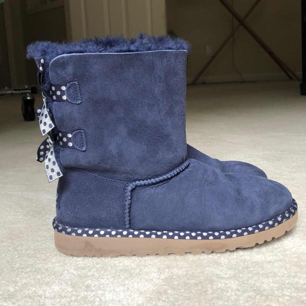 Ugg Bailey Boots with polka dot ribbons.